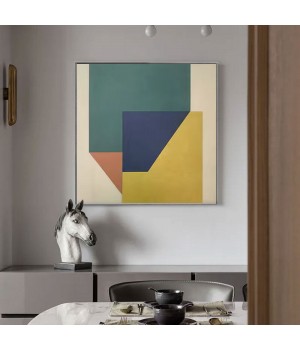 Unique Handpainted Canvas Geometric Oil Paintings with Abstract, Still Life Subjects Wall Decor