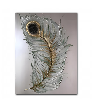 Hot Sales Luxurious Feather Theme Abstract Handmade Oil Painting Wall Art Framed Painting Ready To Hang For Home Hotel Decor